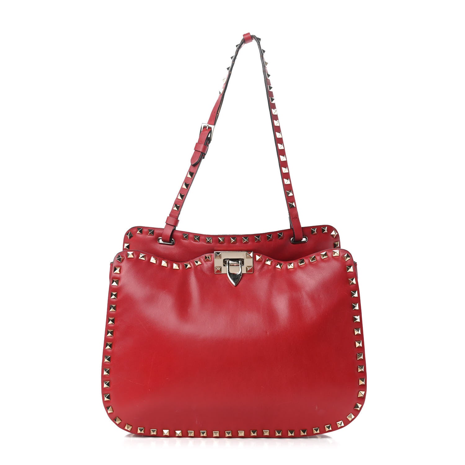 Valentino Garavani Vitello Rockstud Shoulder Satchel Rosso Valentino 1 of 9