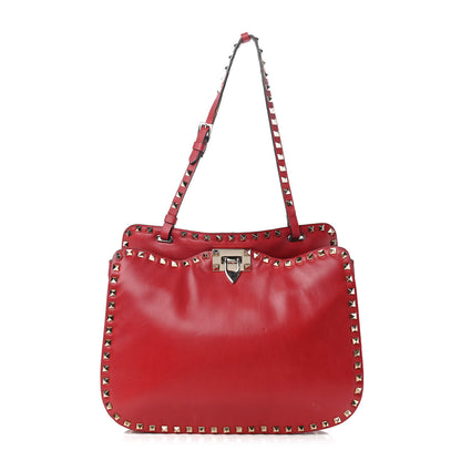 Valentino Garavani Vitello Rockstud Shoulder Satchel Rosso Valentino 1 of 9