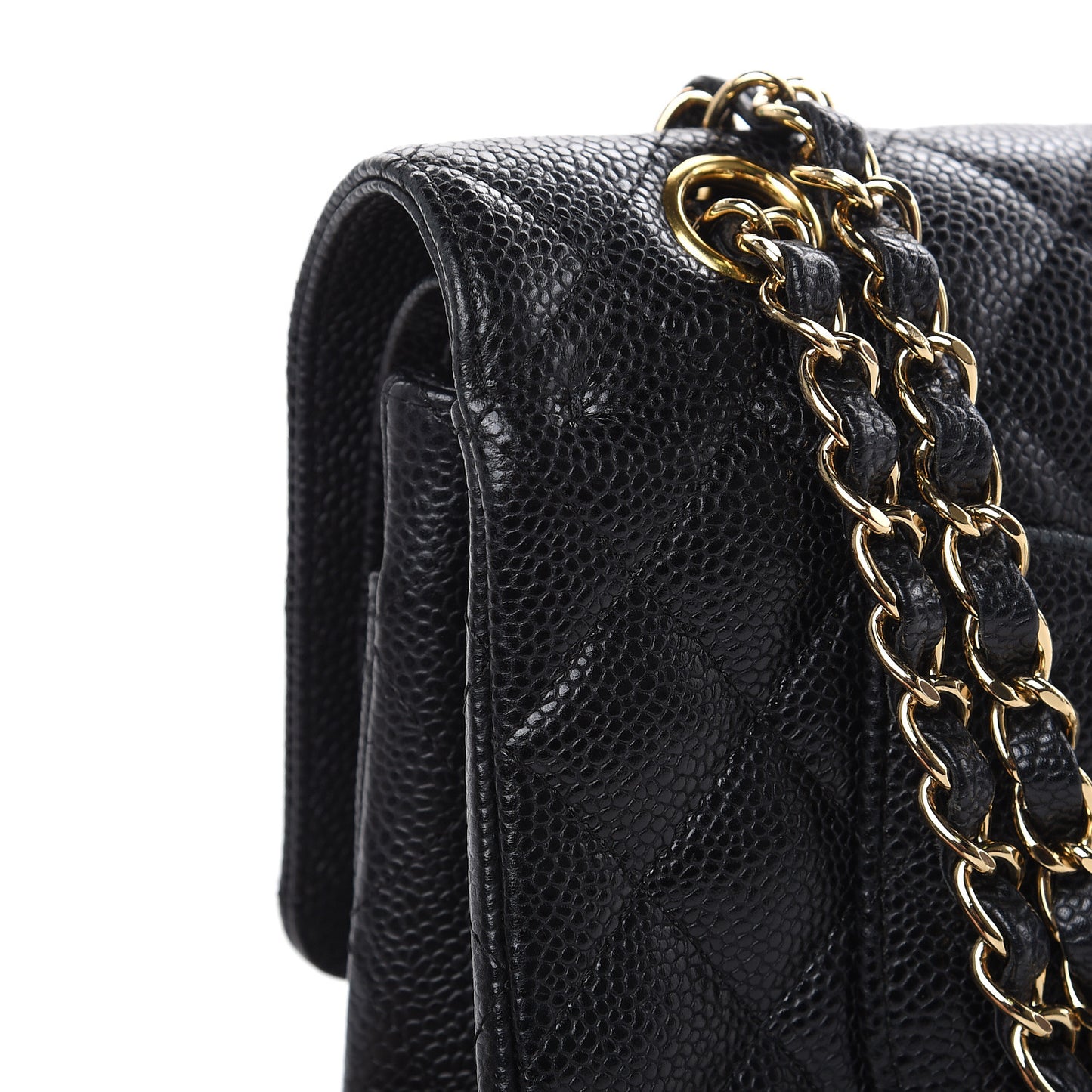 Caviar Quilted Medium Double Flap Black