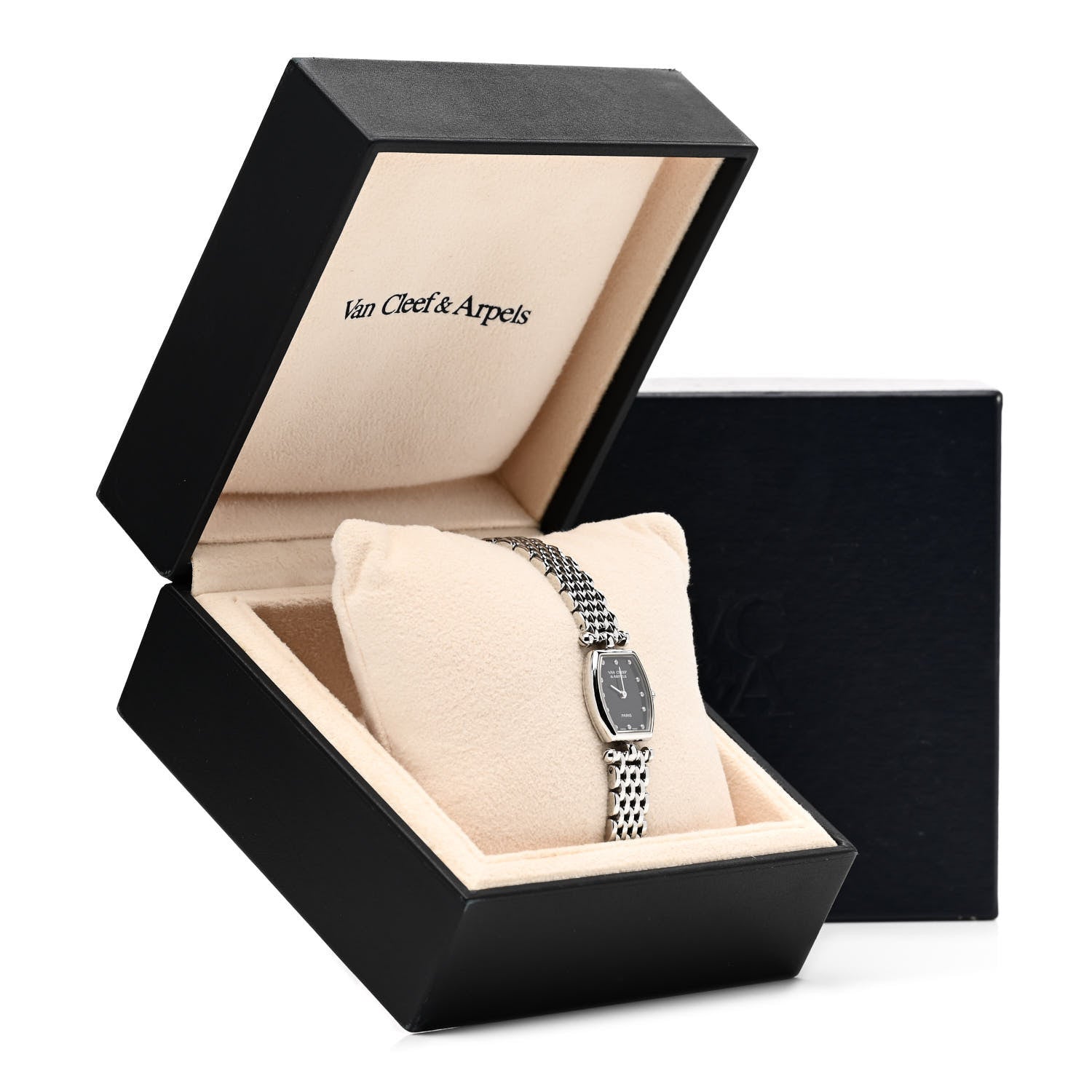 Van Cleef & Arpels Stainless Steel Diamond 18mm Classic Watch Black 5 of 5