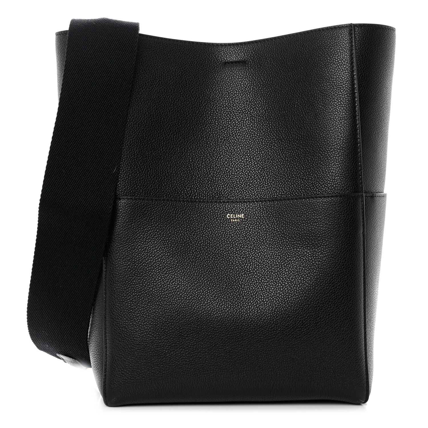 Celine Soft Grained Calfskin Sangle Bucket Bag Black 1 of 9