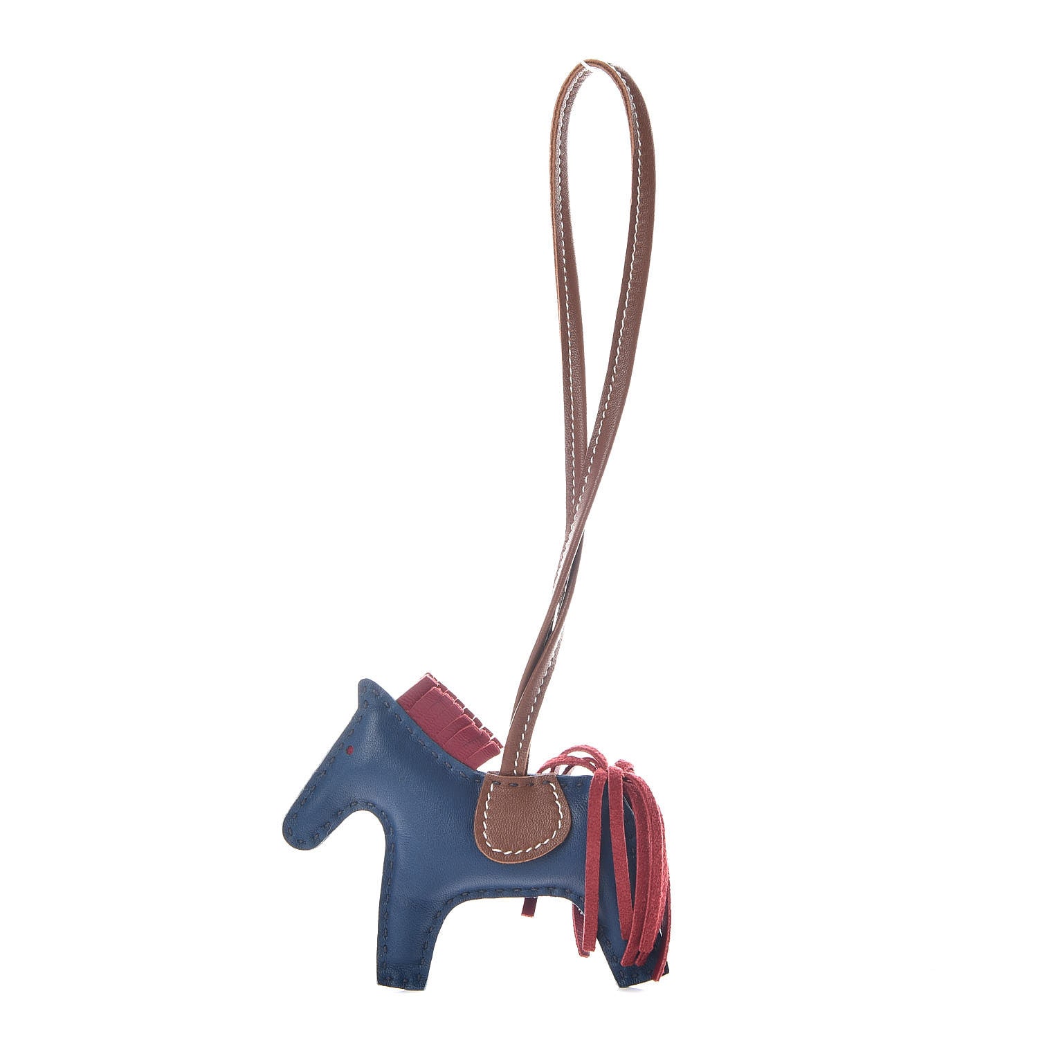 Hermes Milo Lambskin Grigri Rodeo Horse Bag Charm PM Bleu de Malte Rubis Fauve 1 of 5