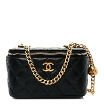 Chanel Lambskin Quilted Sweetheart Vanity Case Black 1 of 11