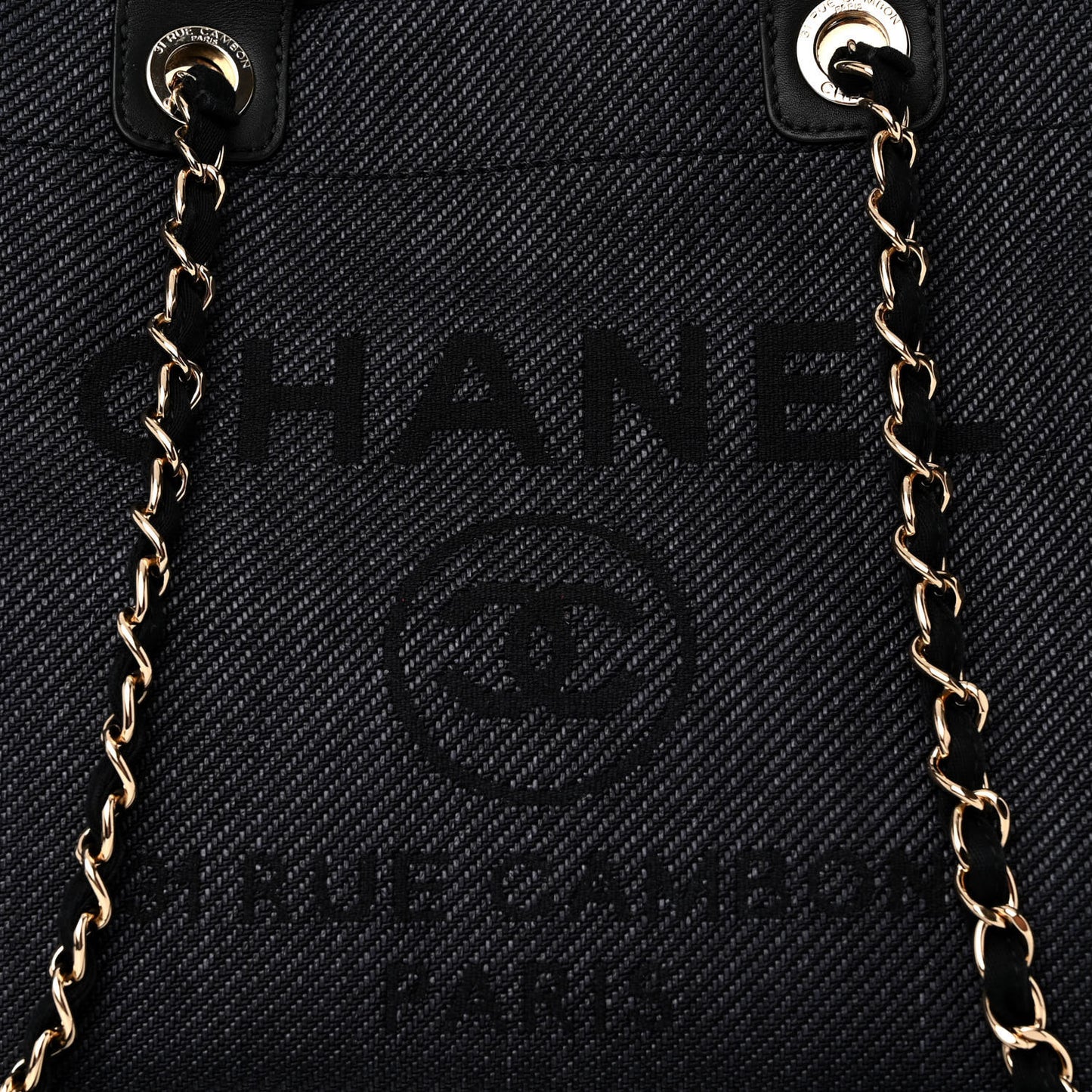 Woven Straw Raffia Medium Deauville Tote Black