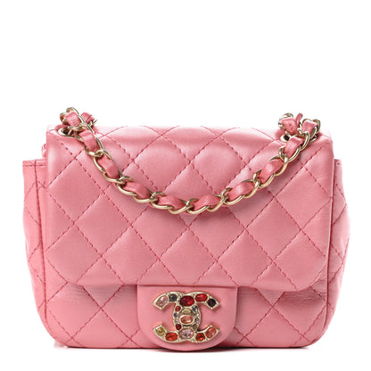 Chanel Iridescent Lambskin Quilted Precious Jewel Mini Square Flap Pink 1 of 11