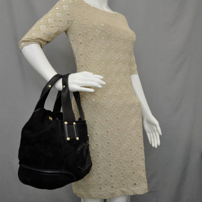 Chanel Suede Quilted CC Handbag Black 2 of 10