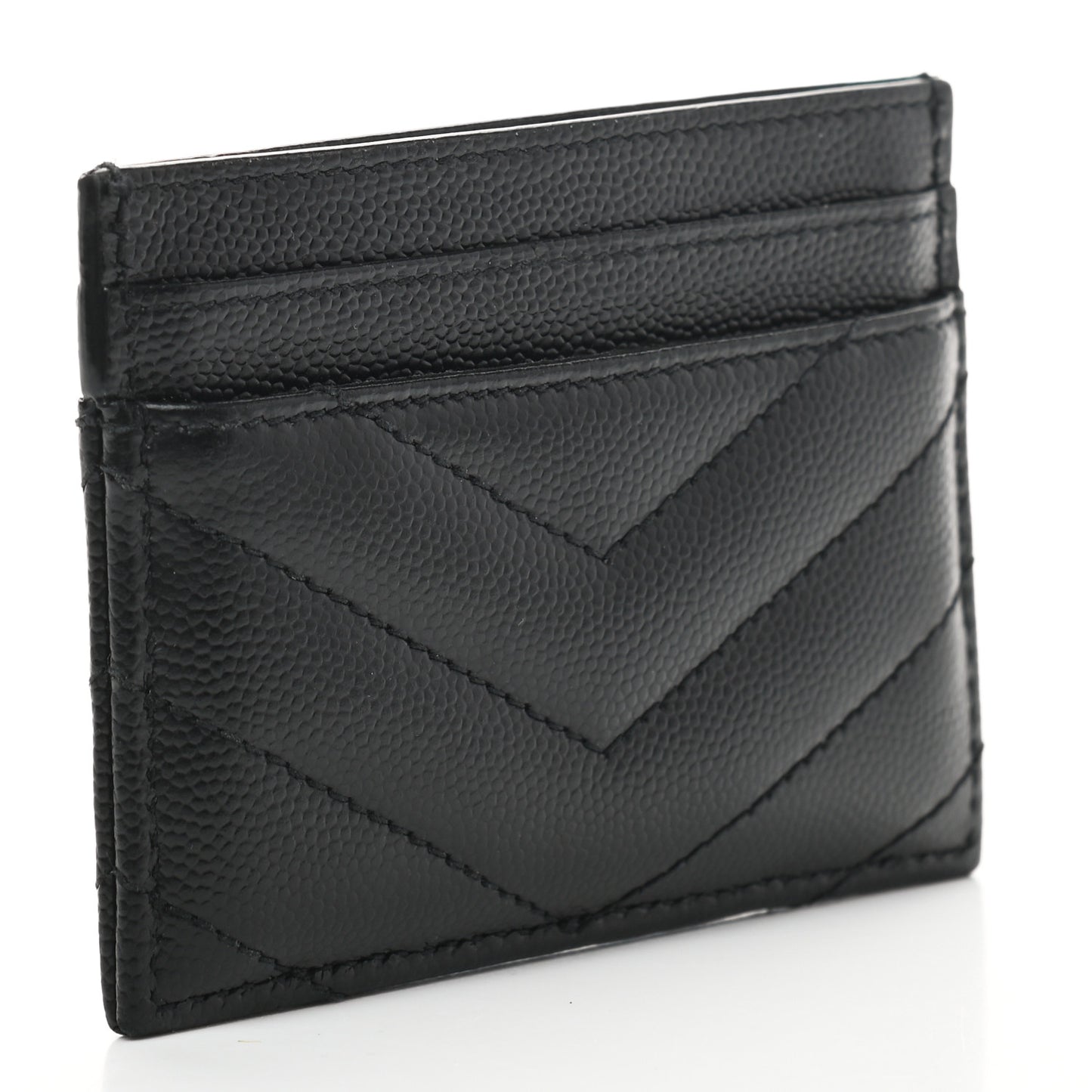 Grain De Poudre Matelasse Chevron Monogram Credit Card Case Black