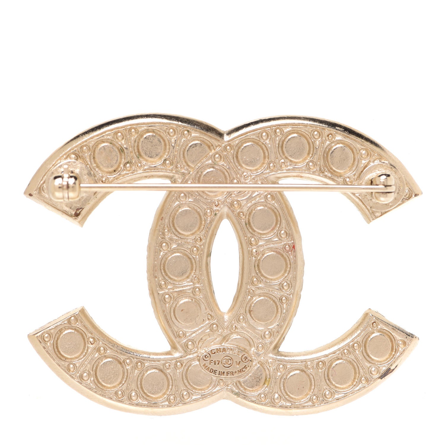 Chanel Metal Crystal Graduated Pearl CC Brooch Gold 3 of 5