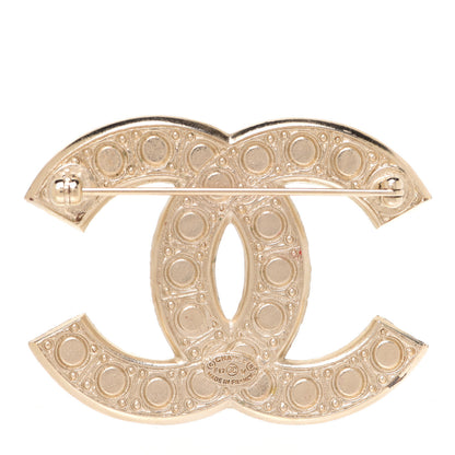 Chanel Metal Crystal Graduated Pearl CC Brooch Gold 3 of 5