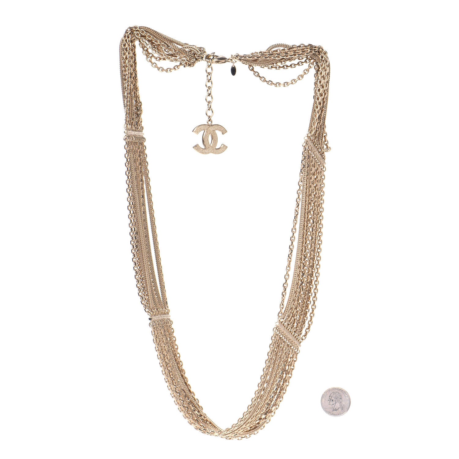 Chanel Multi Strand Chain Short Necklace Gold 2 of 4