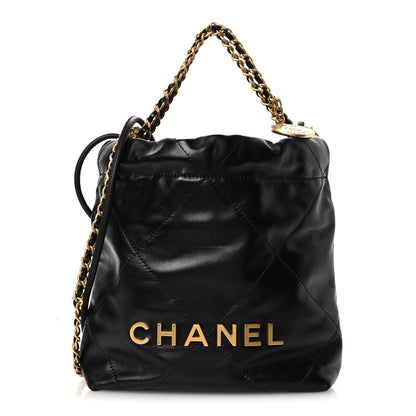 Chanel Shiny Calfskin Quilted Mini Chanel 22 Black 1 of 10