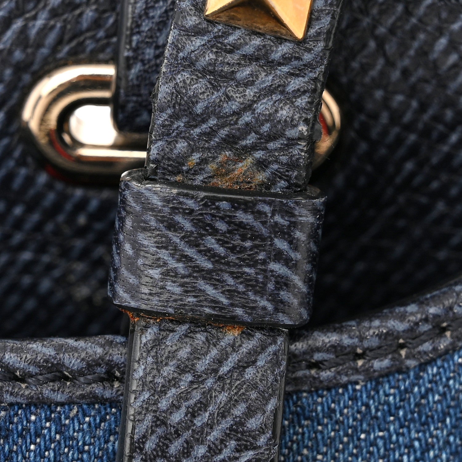 Valentino Garavani Denim Butterfly Embroidered Small Rockstud Tote Light Denim Multicolor 10 of 12