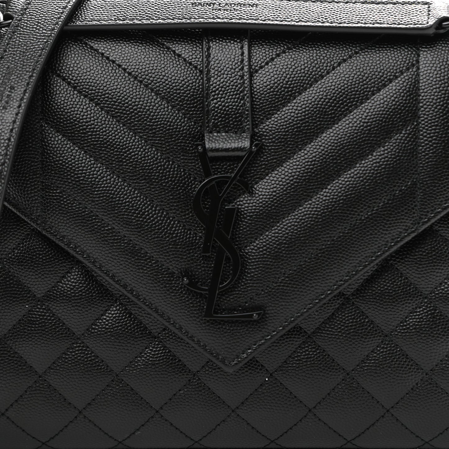 Grain De Poudre Textured Mixed Matelasse Triquilt Medium Monogram Satchel Black