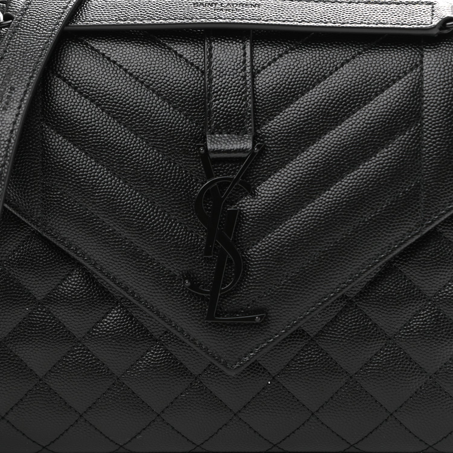 Saint Laurent Grain De Poudre Textured Mixed Matelasse Triquilt Medium Monogram Satchel Black 8 of 11