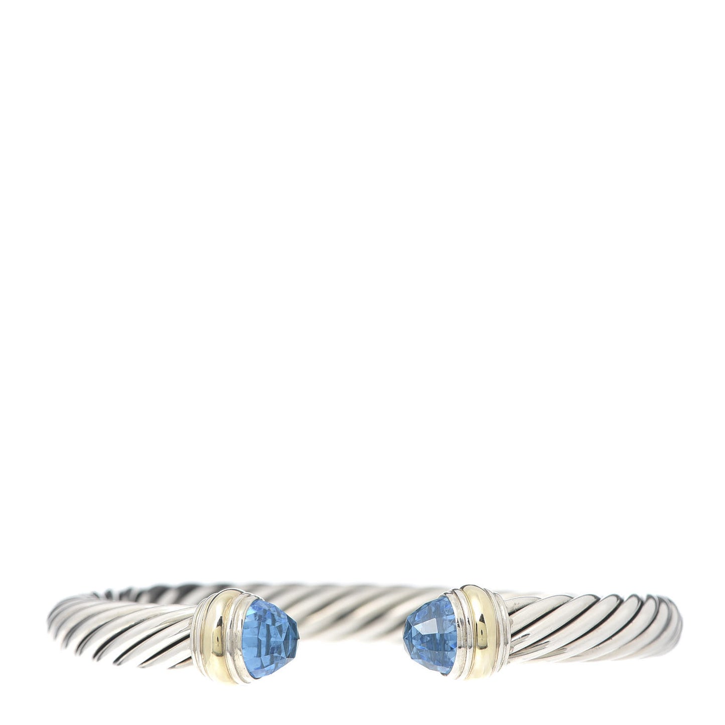 Sterling Silver 14K Yellow Gold Blue Topaz 7mm Cable Classics Bracelet