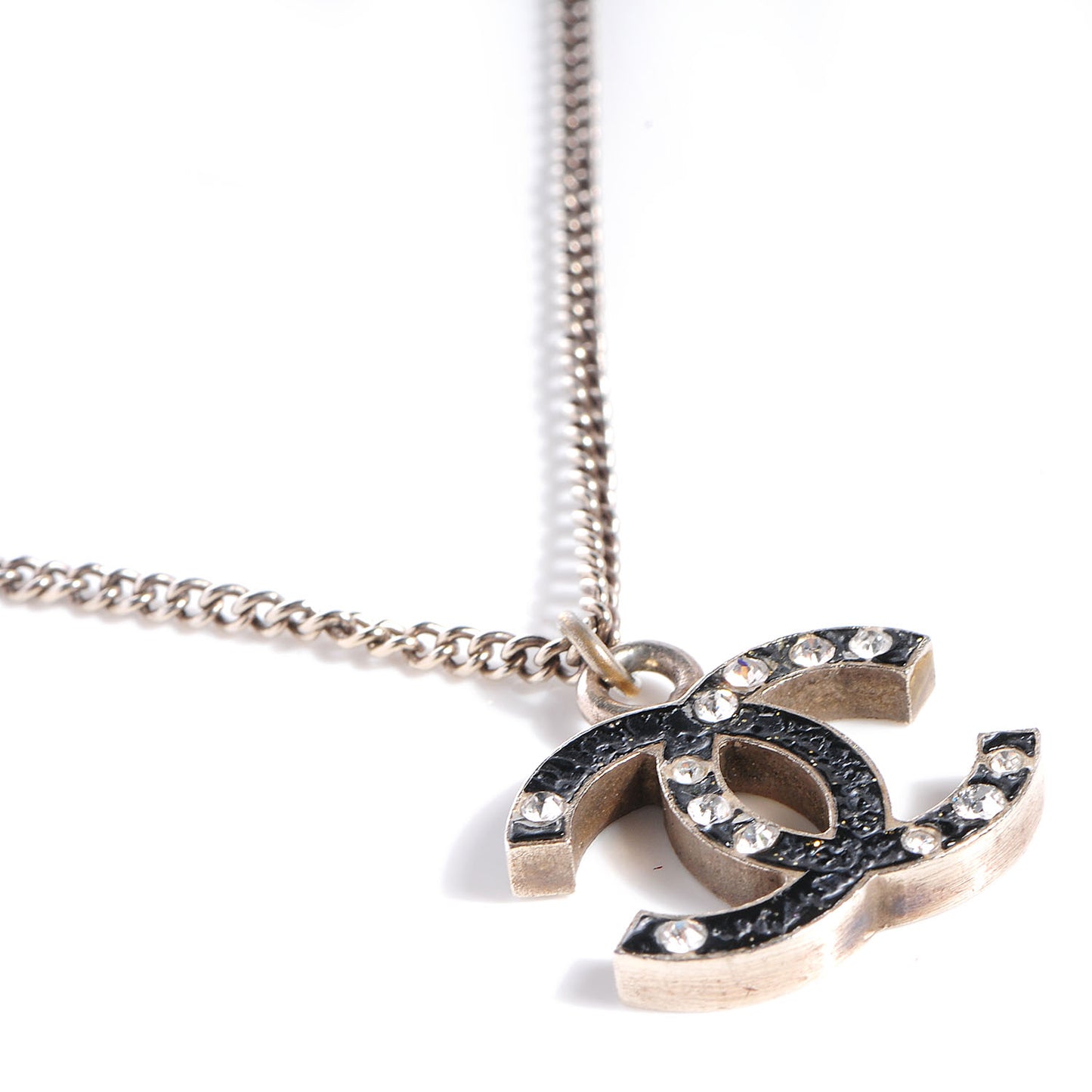 Glitter CC Crystal Necklace Black