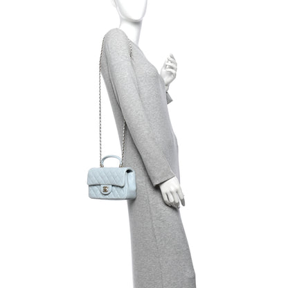 Chanel Lambskin Quilted Mini Top Handle Rectangular Flap Light Blue 2 of 11