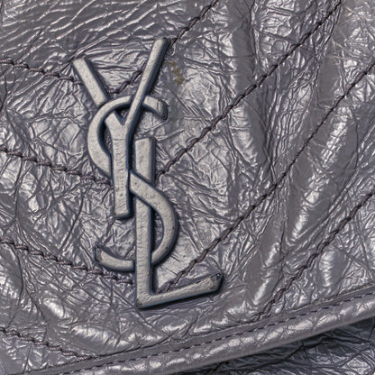 Saint Laurent Crinkled Calfskin Matelasse Monogram Medium Niki Chain Satchel Fog 9 of 9