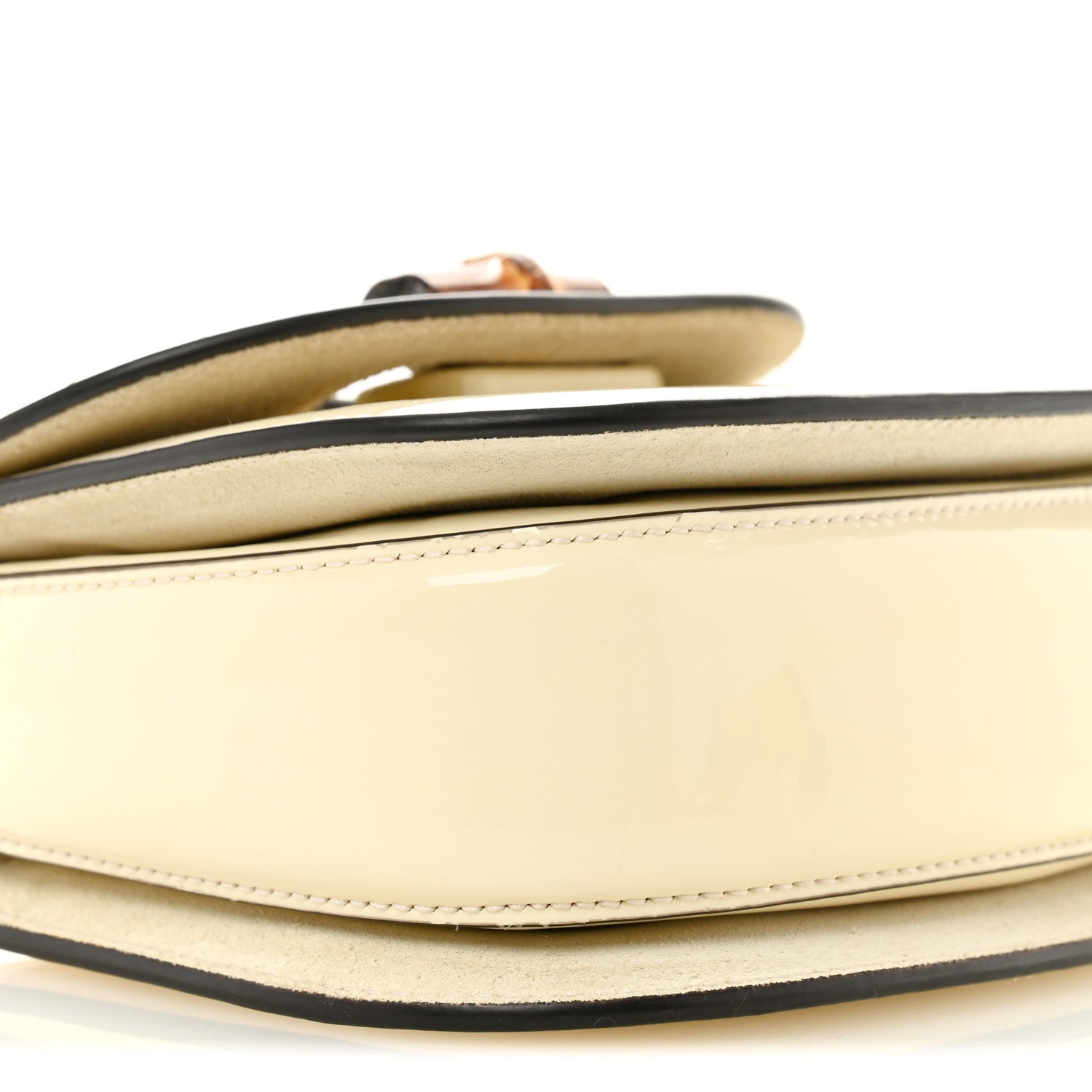 Gucci Patent Crystal Mini Bamboo 1947 Top Handle Chain Bag White 9 of 15