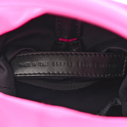 Balenciaga Recycled Sport Nylon Logo Embroidered Wheel Drawstring Bucket Bag Fluo Pink Black 7 of 10