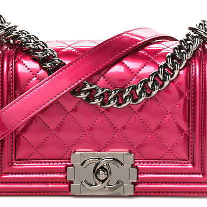 Chanel Metallic Patent Calfskin Quilted Small Boy Flap Pink 8 of 10