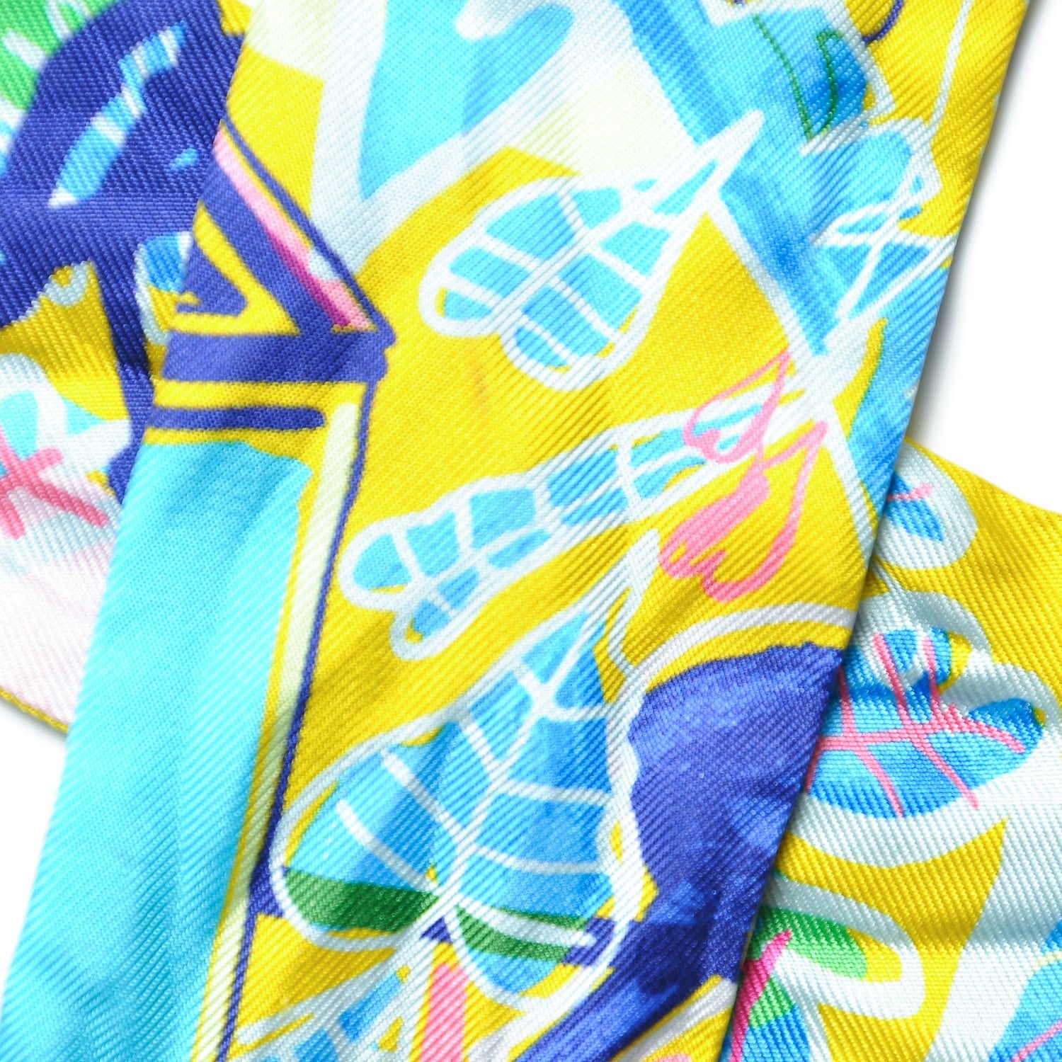 Hermes Silk Modernisme Tropical Twilly Jaune Vif Vert Rose 3 of 5
