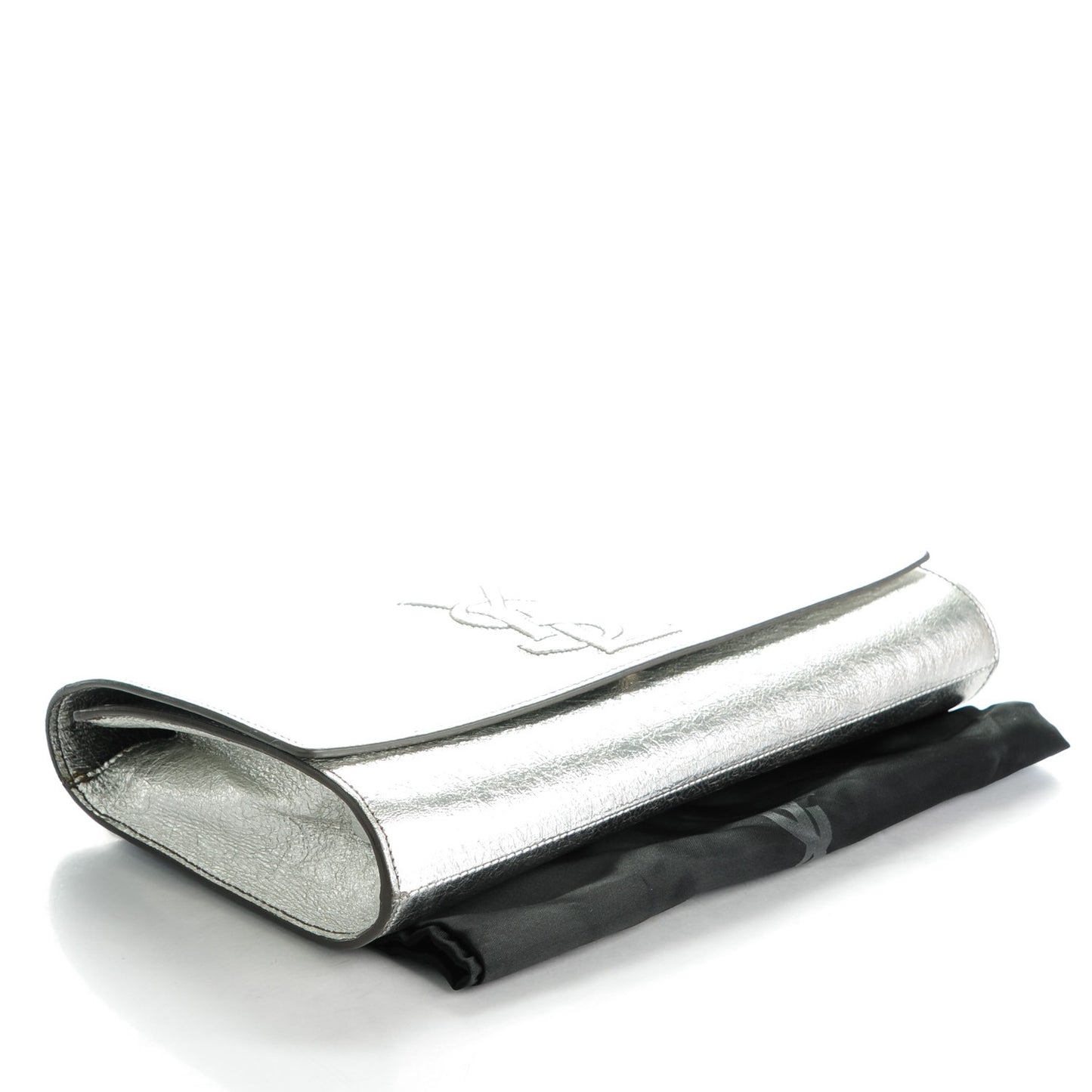 Metallic Calfskin Monogram Large Belle De Jour Clutch Silver