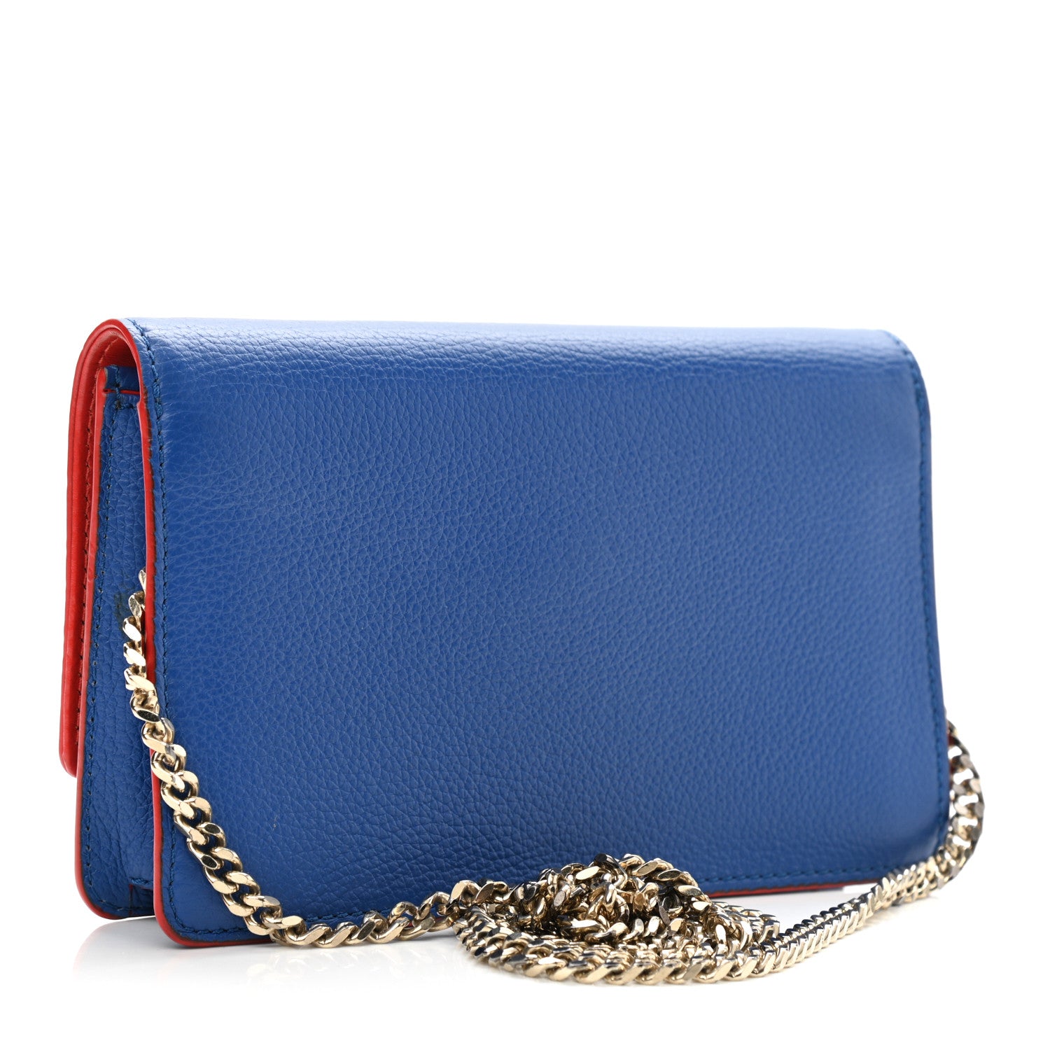 Versace Grained Calfskin Palazzo Chain Evening Bag Blue 3 of 15