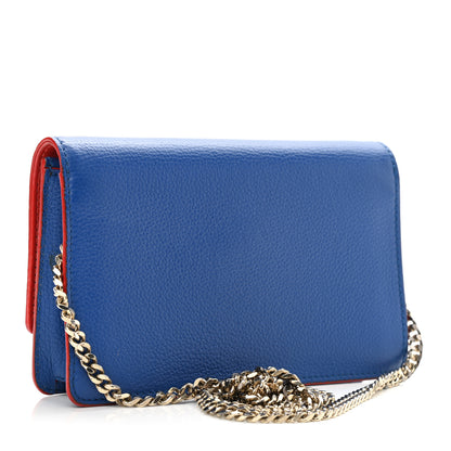 Versace Grained Calfskin Palazzo Chain Evening Bag Blue 3 of 15
