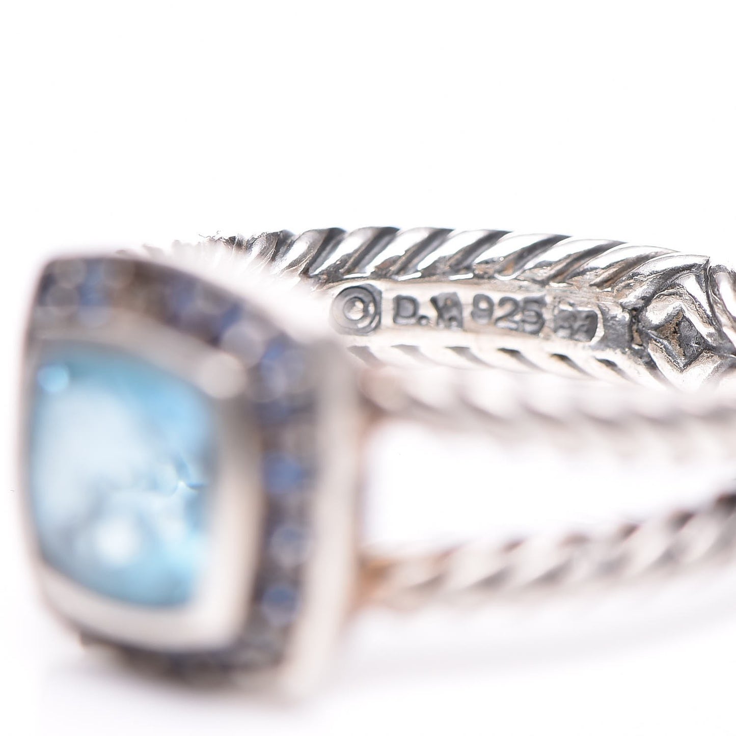 Sterling Silver Blue Topaz Sapphire 7mm Petite Cable Candy Ring 55 7.25