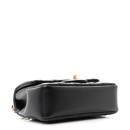 Chanel Shiny Lambskin Quilted Pearl Twist Mini Square Flap Black 4 of 11