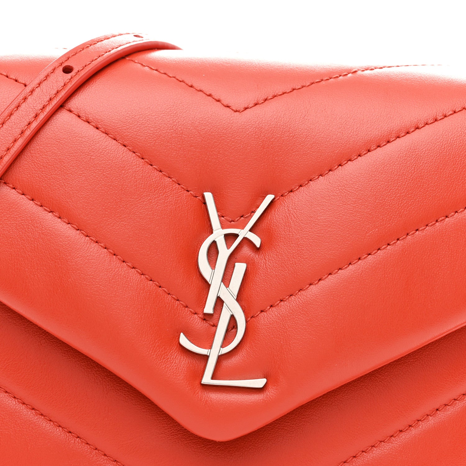 Saint Laurent Calfskin Y Quilted Monogram Toy Loulou Crossbody Bag Coral 8 of 10