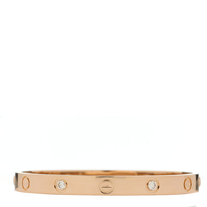 Cartier 18K Pink Gold 4 Diamond LOVE Bracelet 17 1 of 8