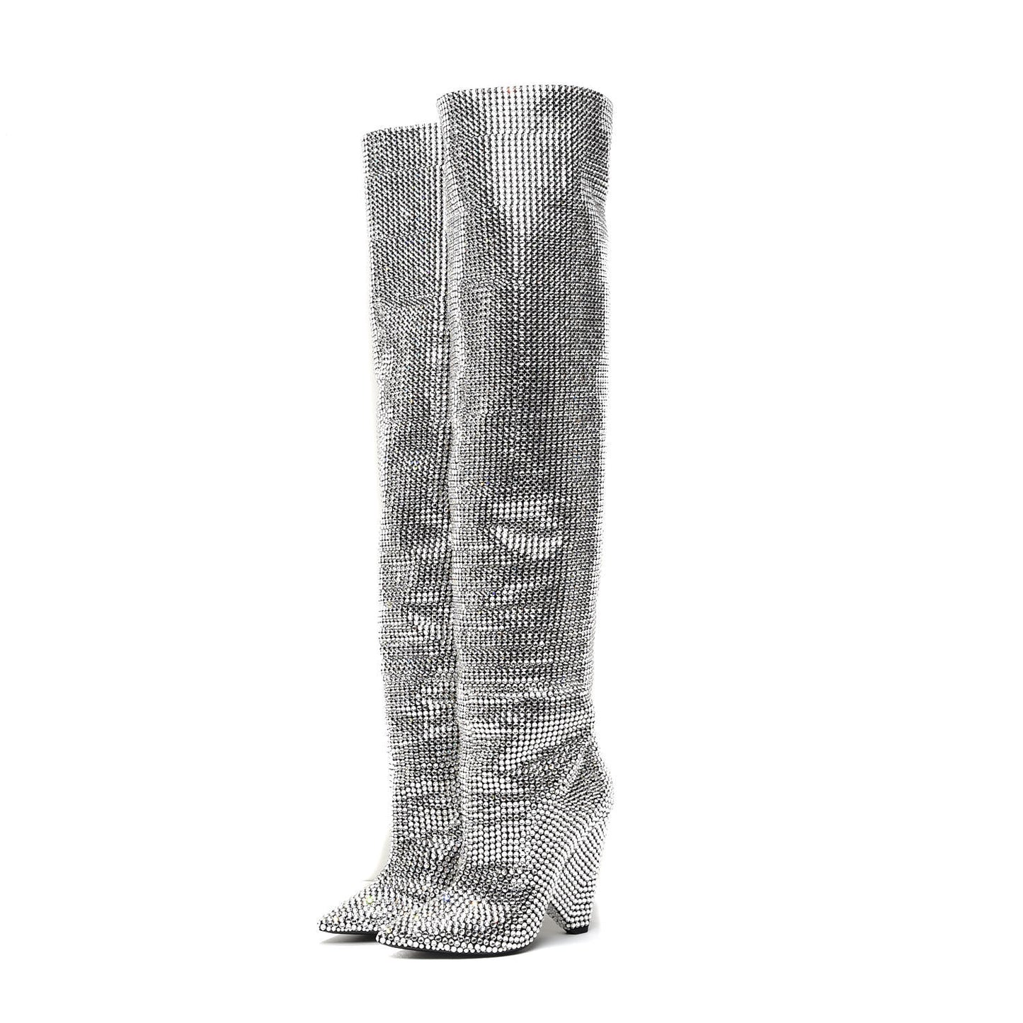 Swarovski Crystal Embellished Niki 105 Thigh High Boots 39