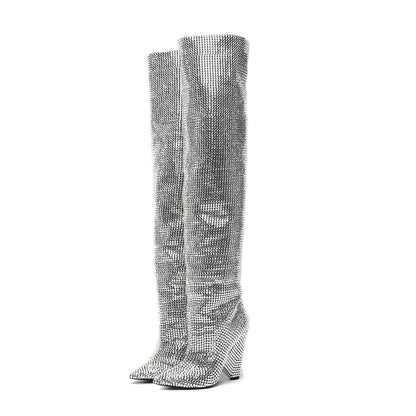 Saint Laurent Swarovski Crystal Embellished Niki 105 Thigh High Boots 39 3 of 9