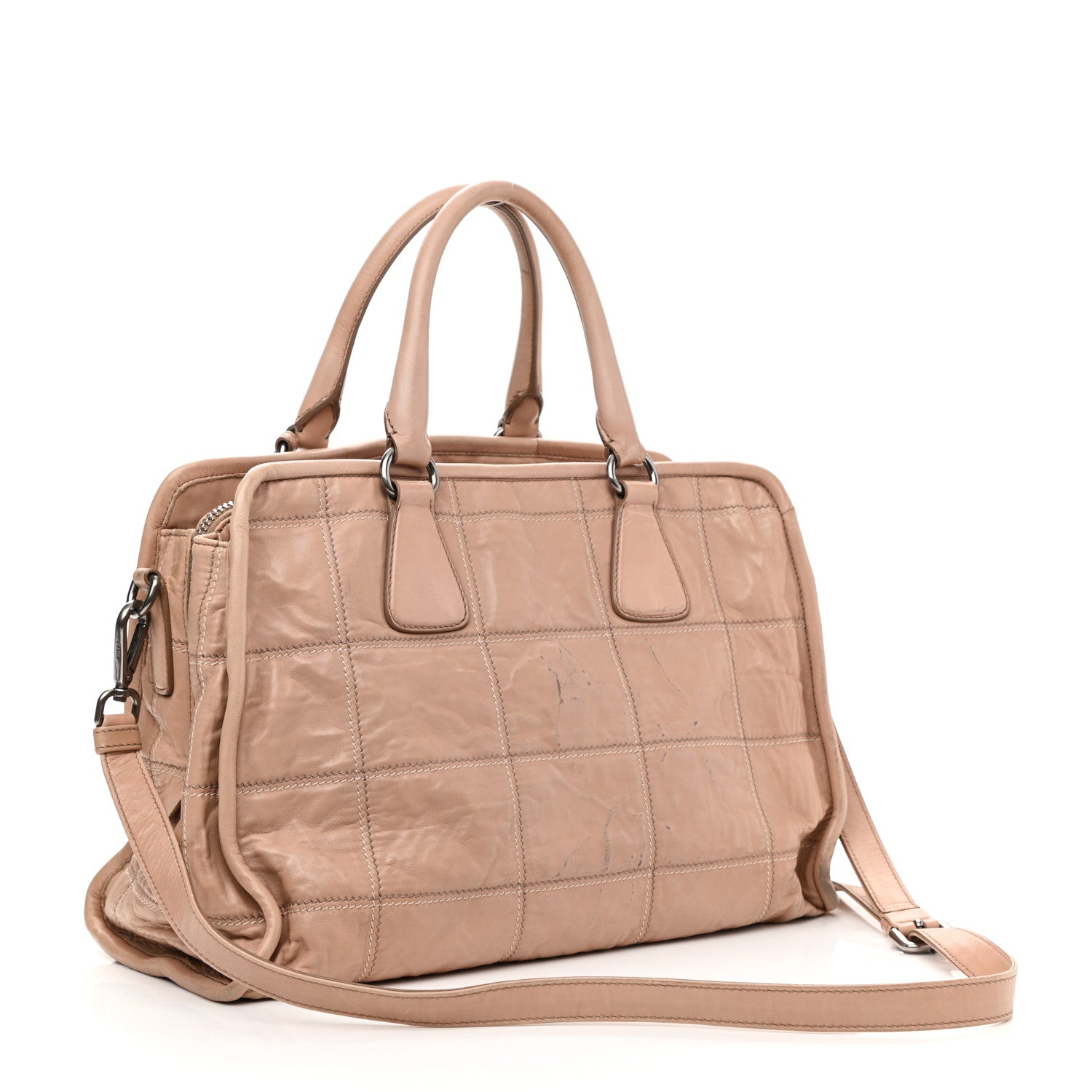 Prada Nappa Antique Stitched Satchel Cammeo 3 of 25
