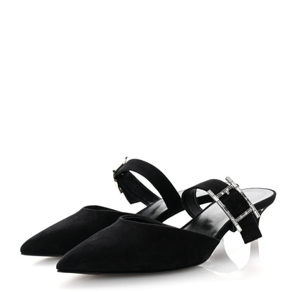 Hermes Suede Goatskin Blink Mules 37 Black 4 of 10