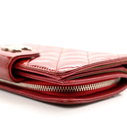 Chanel Patent Quilted Brilliant Zipped Pocket Wallet Dark Red 9 of 10