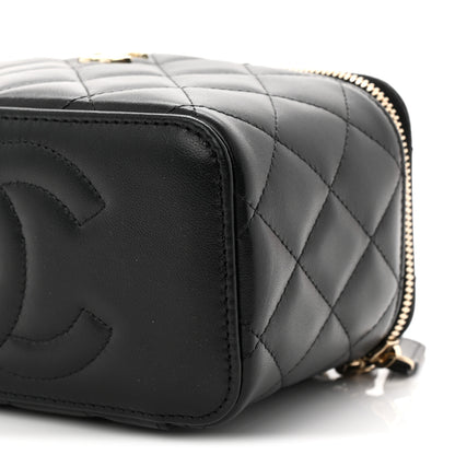 Chanel Lambskin Quilted Small Top Handle Vanity Case With Chain Black 10 of 10