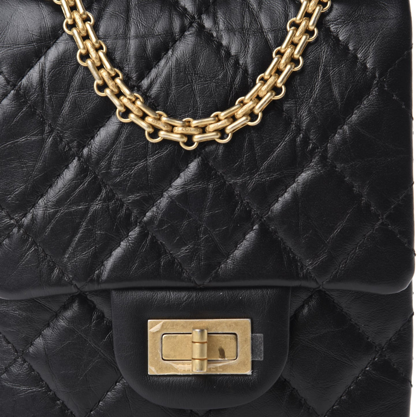 Aged Calfskin Quilted 2.55 Reissue Mini North South Flap Black