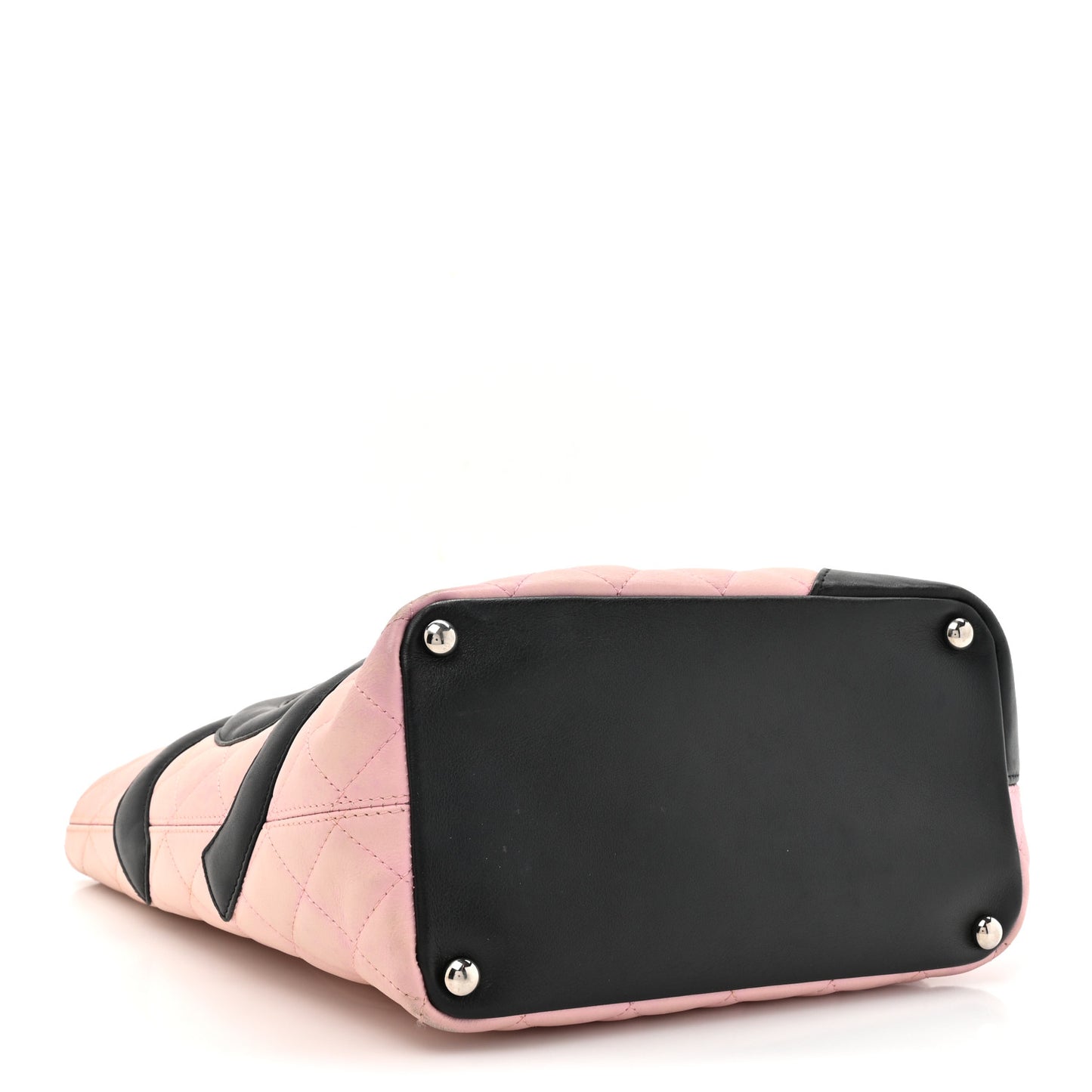 Calfskin Quilted Medium Cambon Tote Pink Black