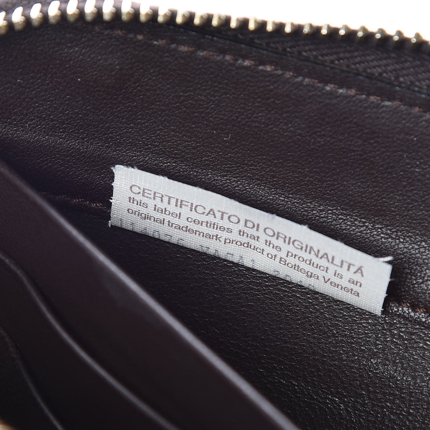 Nappa Intrecciato Zip Around Chain Wallet Ebano