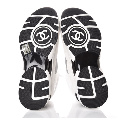 Chanel Suede Calfskin Womens CC Sneakers 39.5 White Silver Blue 5 of 8