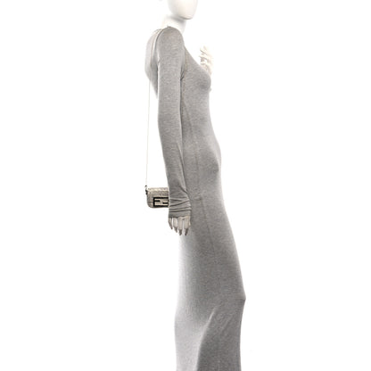 Fendi Crystal Vitello Laminato FF Nano Maxi Buckle Baguette Charm  Crystal Argento 2 of 11