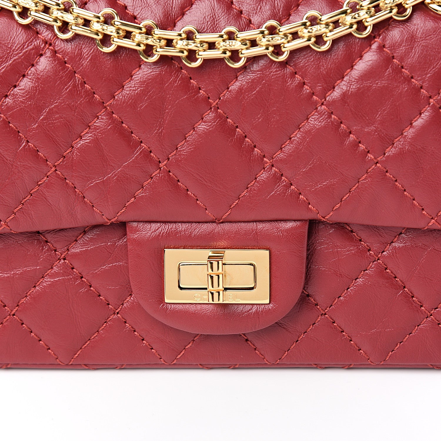Chanel Aged Calfskin Quilted 2.55 Reissue Mini Flap Red 9 of 10