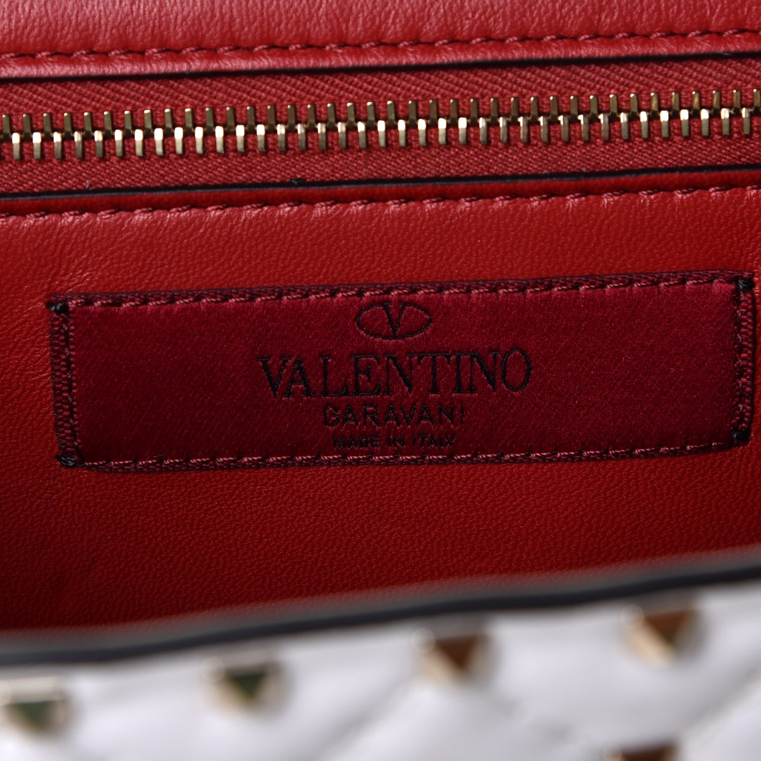 Valentino Garavani Lambskin VLTN Print Rockstud Spike Wallet On Chain White 4 of 5