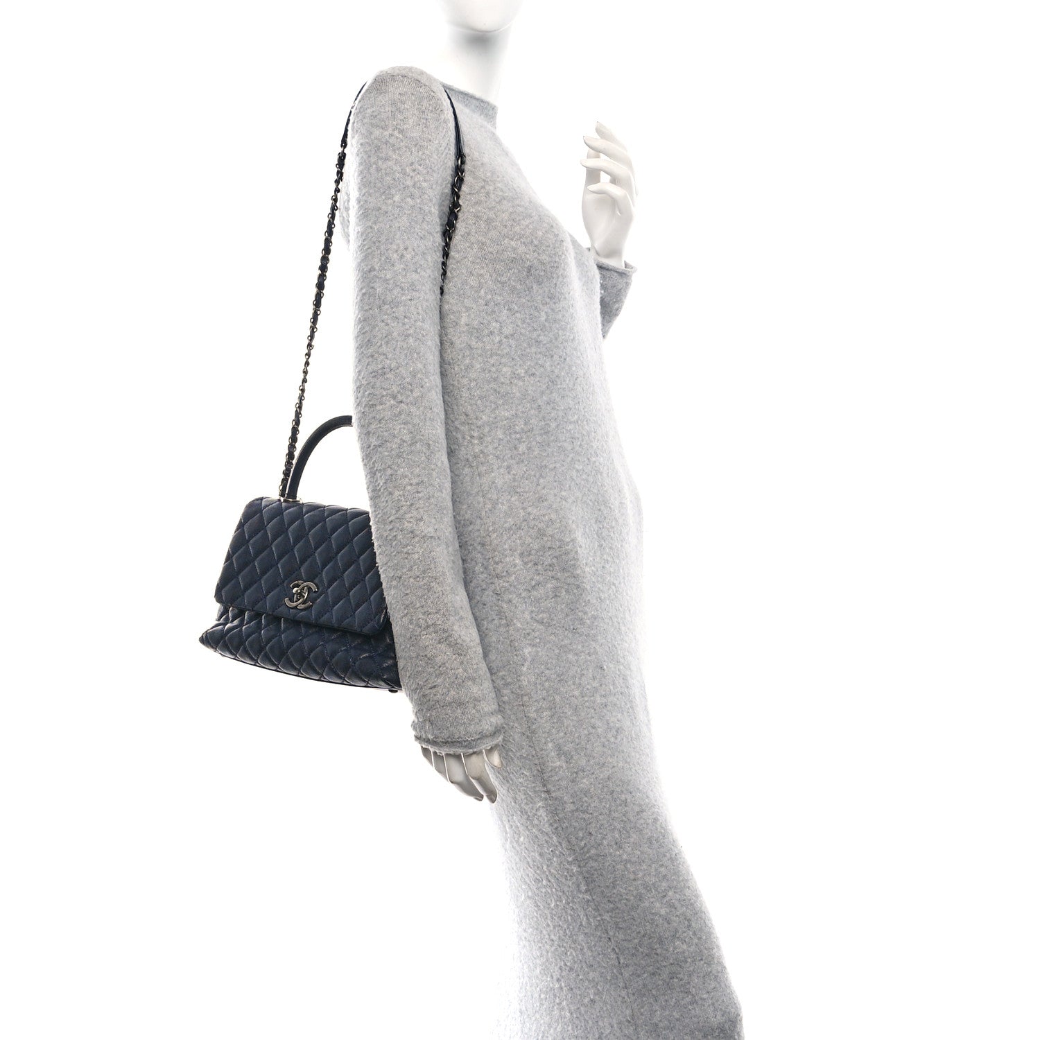 Chanel Caviar Quilted Small Coco Handle Flap Navy 2 of 11