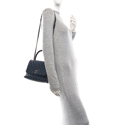 Chanel Caviar Quilted Small Coco Handle Flap Navy 2 of 11