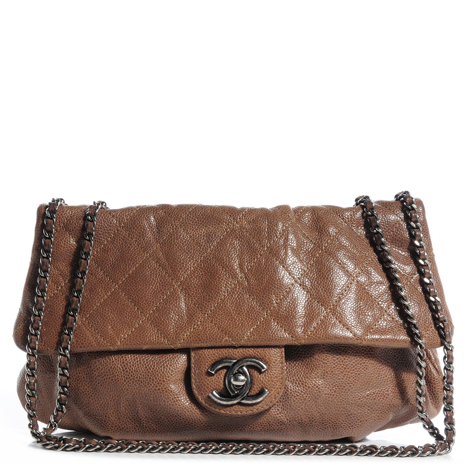 Chanel Caviar Quilted Medium Elastic Flap Brown 1 of 8