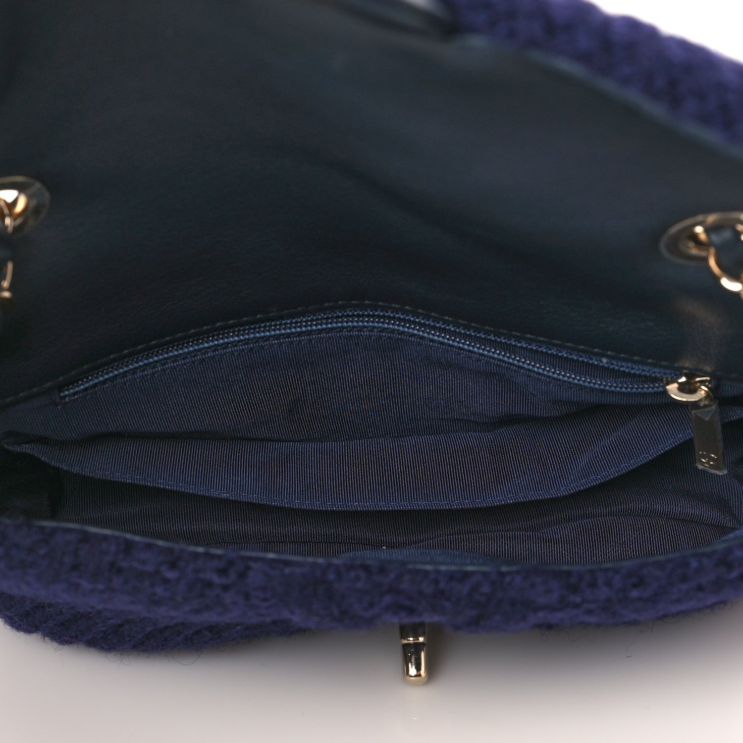 Chanel Cable Knit Small Flap Navy Blue 4 of 9